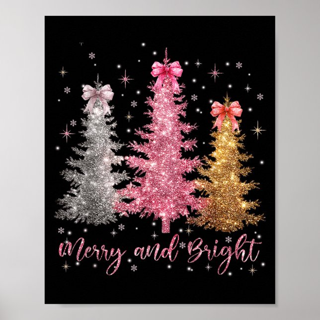 Póster Merry And Bright Santa Christmas Tree Lights Pajam (Frente)