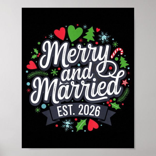 Póster Merry And Married 2026 - Matching Couple Christmas (Frente)