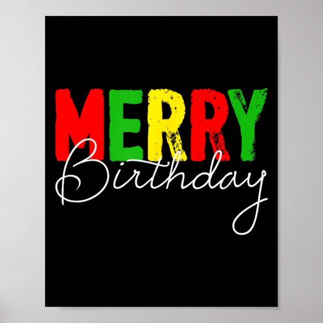 Póster Merry Birthday, Born On Christmas Day  (Frente)