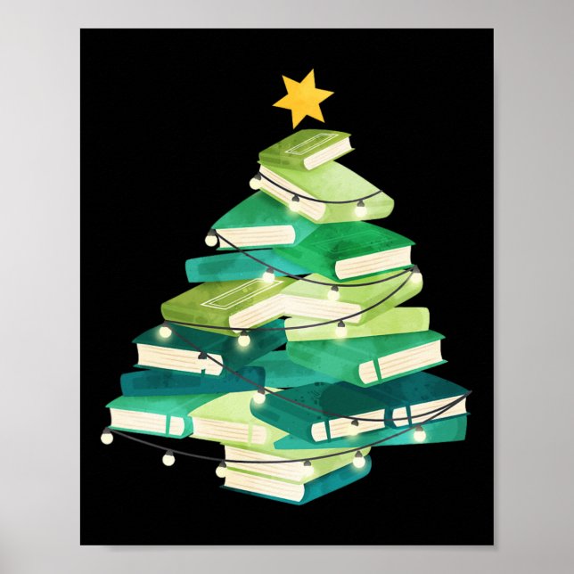 Póster Merry Bookmas Boys Pine Tree Fun Leer Lover Ch (Frente)