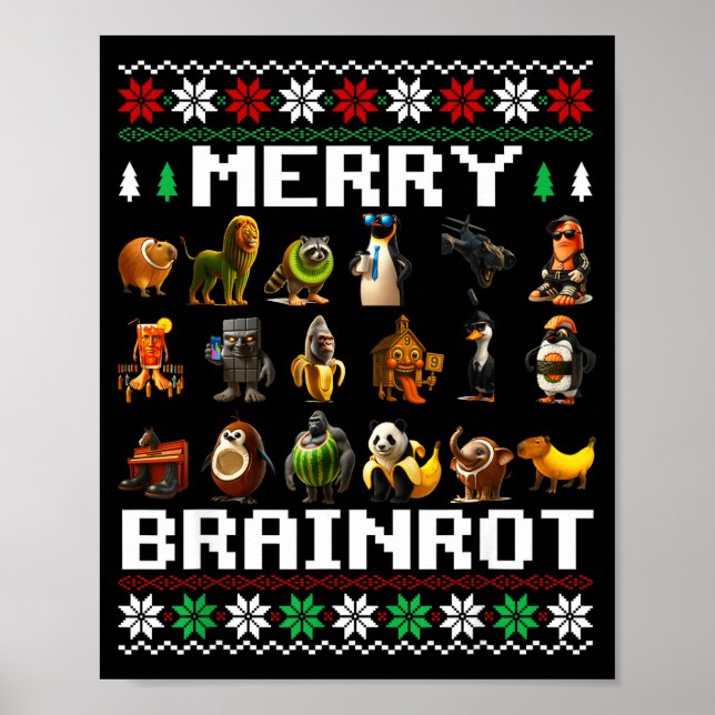 Póster Merry Brainrot Ugly Christmas Sweater Funny Italia (Frente)