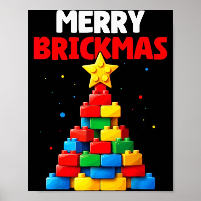 Póster Merry Brickmas Block Building Builder Brick Master (Frente)