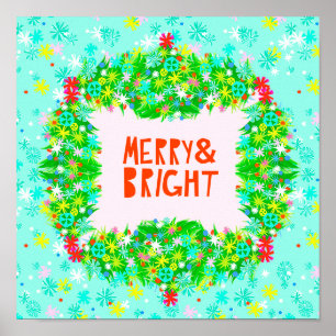 Póster Merry & Bright Wreath