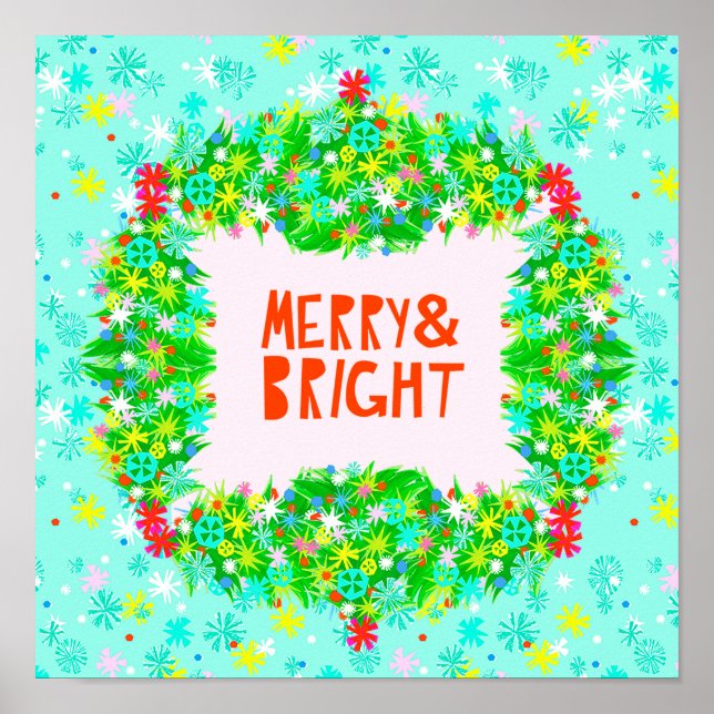 Póster Merry & Bright Wreath (Frente)