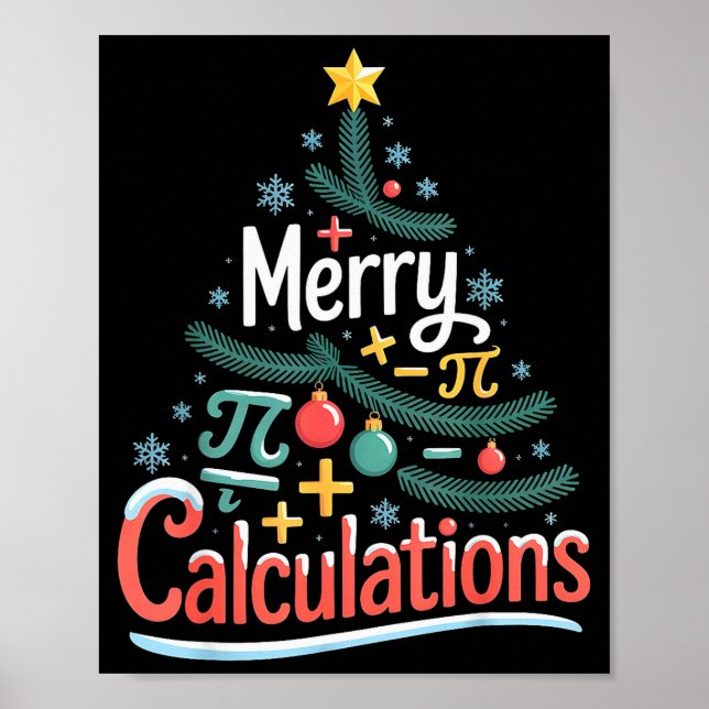 Póster Merry Calculations Funny Math Teacher Christmas  (Frente)