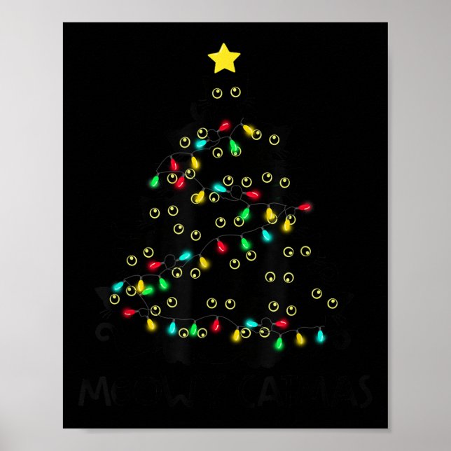 Póster Merry Catmas Cat Christmas Tree Kids Girls Boys Me (Frente)
