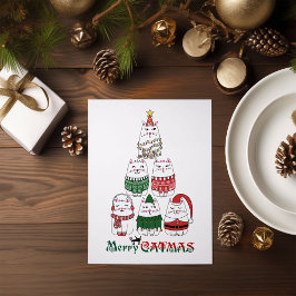 Póster Merry Catmas Funny Navidades Kitten Tree