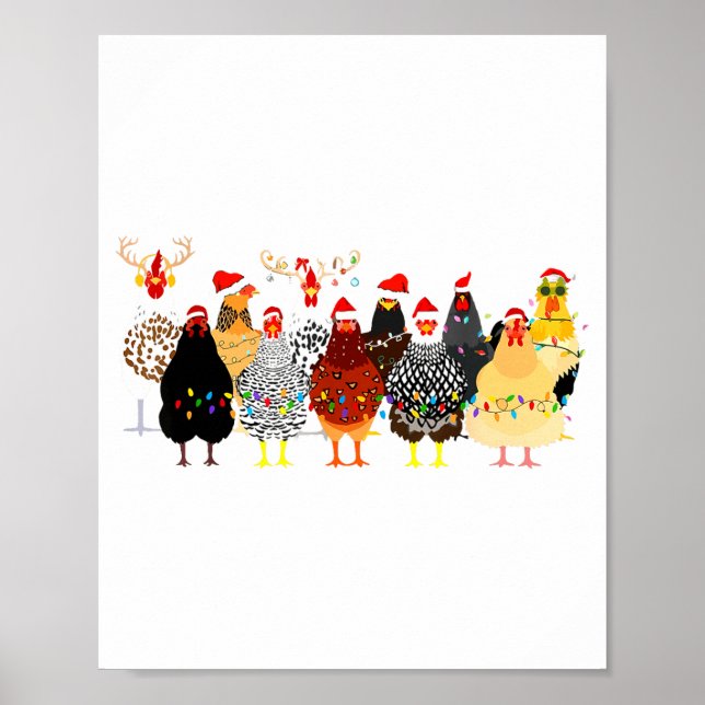 Póster Merry Chickmas Chicken Christmas Ornament Lights S (Frente)