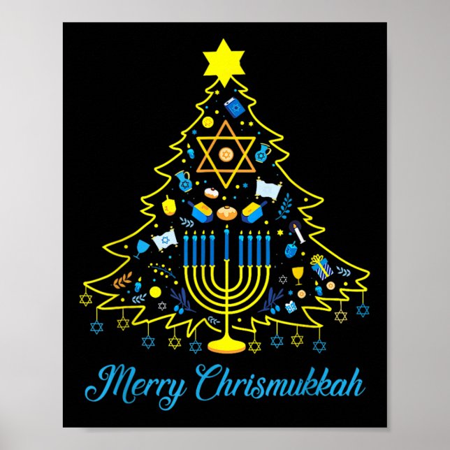 Póster Merry Chrismukkah Navidades felices Hanukkah (Frente)