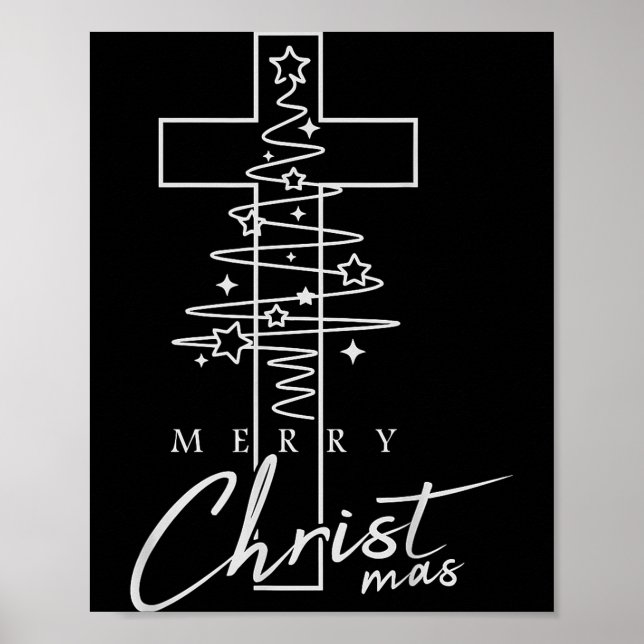 Póster Merry Christ Mas Christian Christmas Jesus Christm (Frente)