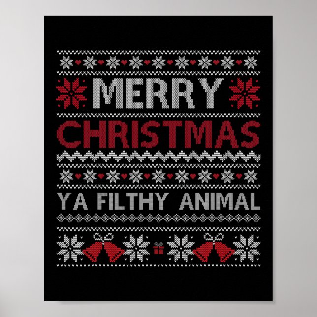 Póster Merry Christmas Animal Filthy Ya Ugly Style Xmas  (Frente)