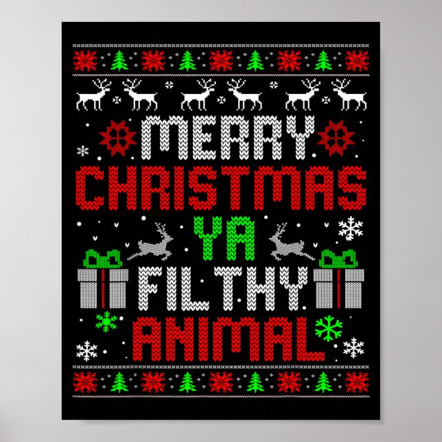 Póster Merry Christmas Animal Filthy Ya Xmas Family Pajam (Frente)