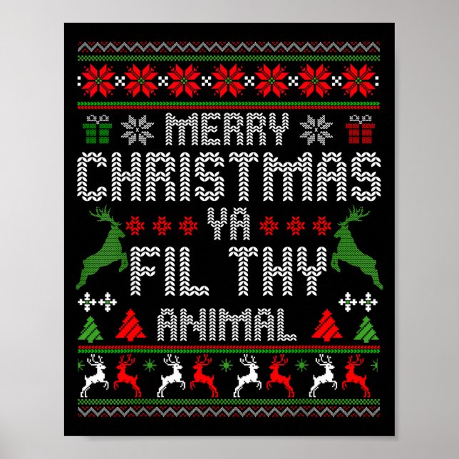 Póster Merry Christmas Animal Filthy Ya Xmas Pajama Chris (Frente)