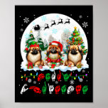 Póster Merry Christmas Asl Lenguaje de Rótulo Tres Santa<br><div class="desc">Lenguaje del Rótulo Ala de Navidad Feliz Tres Santa Pekingeses 1</div>