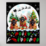 Póster Merry Christmas Asl Rótulo Language Three Santa Le<br><div class="desc">Lenguaje de Rótulo de arces navideños 3 Santa Leonbergers 1</div>