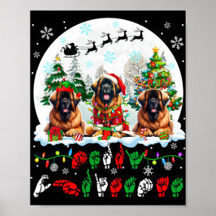 Póster Merry Christmas Asl Rótulo Language Three Santa Le