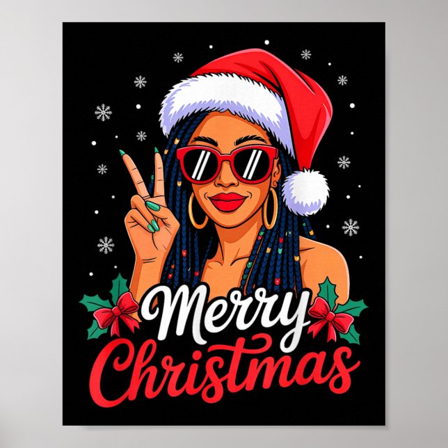 Póster Merry Christmas Black African Girl American Melani (Frente)