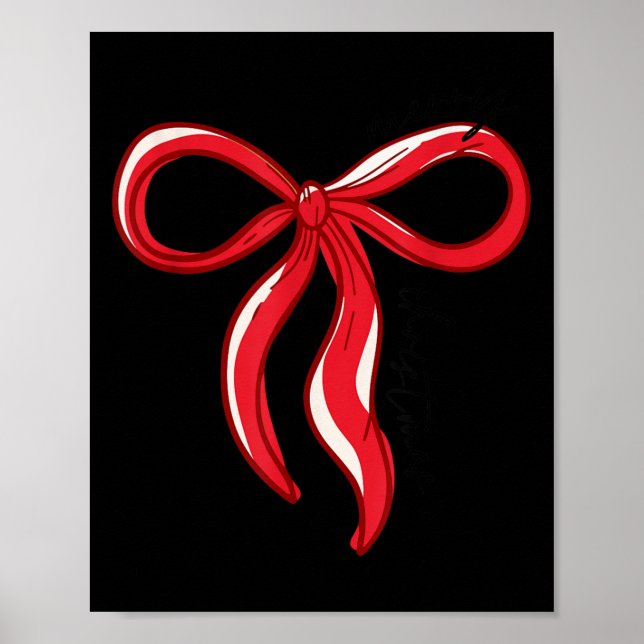Póster Merry Christmas Bow Red Santa Xmas Coquette Aesthe (Frente)