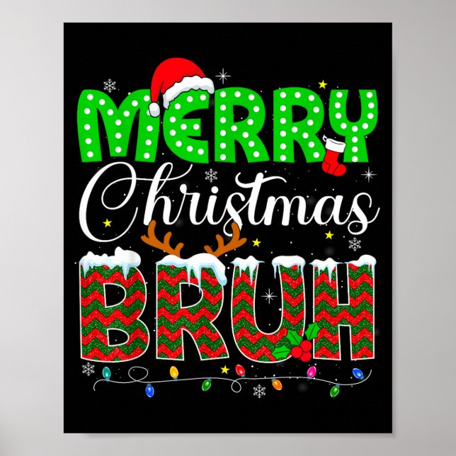 Póster Merry Christmas Bruh Boys Teens Kids Men Xmas Paja (Frente)