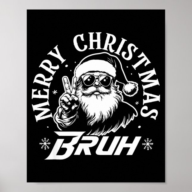 Póster Merry Christmas Bruh Funny Santa Claus Retro Men W (Frente)