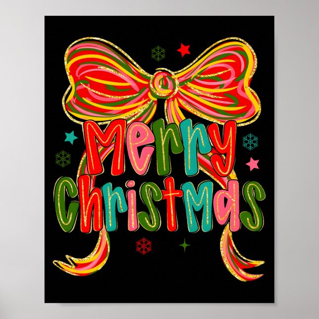Póster Merry Christmas Coquette Bow Christmas Women Girls (Frente)