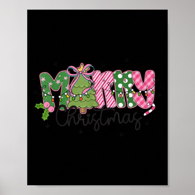 Póster Merry Christmas Coquette Bow Family Xmas Men Women (Frente)