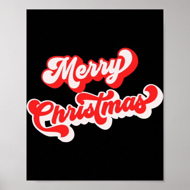 Póster Merry Christmas Cute Simple Retro Calligraphy Red  (Frente)