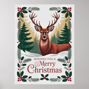 Póster Merry Christmas Deer Poster