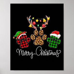 Póster Merry Christmas Dog Paws Luce Búfalo Tapado Y