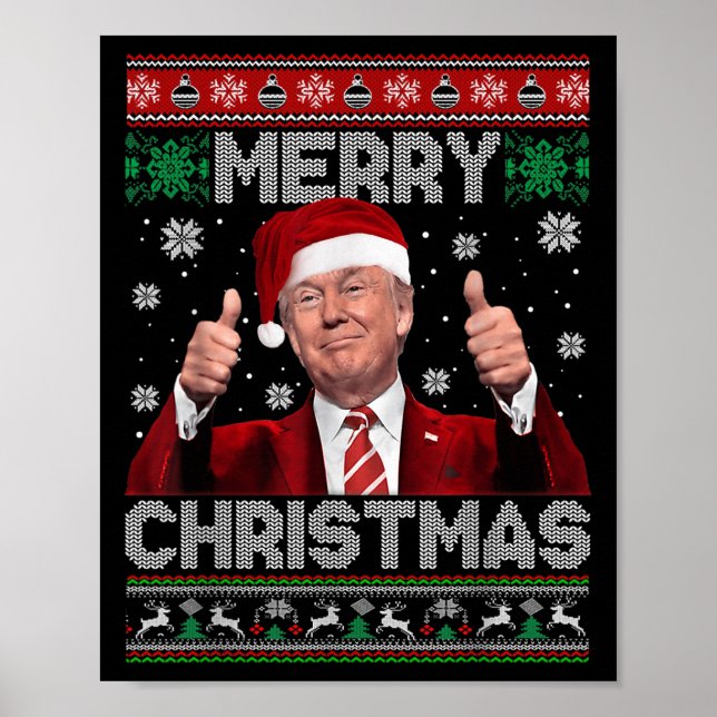 Póster Merry Christmas Donald Trump Santa Family Xmas Ugl (Frente)
