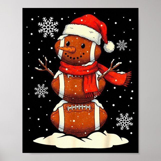 Póster Merry Christmas Football Snowman Holiday Srts Xmas (Frente)