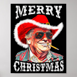 Póster Merry Christmas Funny Trump Western Cowboy Matchin