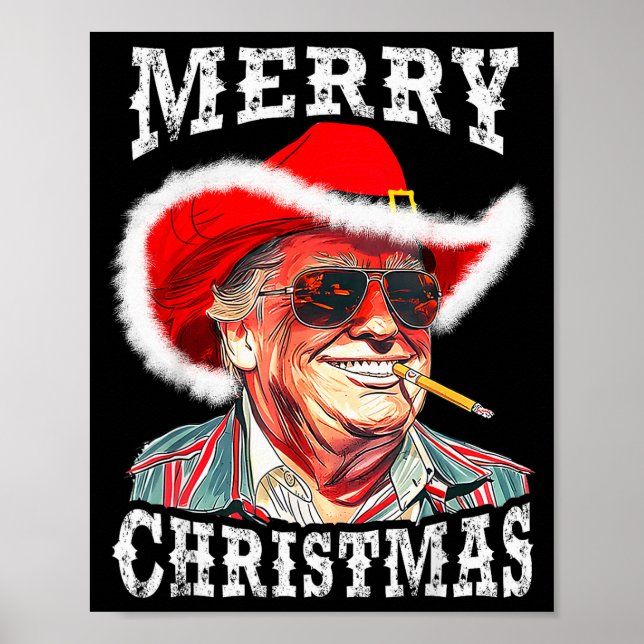 Póster Merry Christmas Funny Trump Western Cowboy Matchin (Frente)
