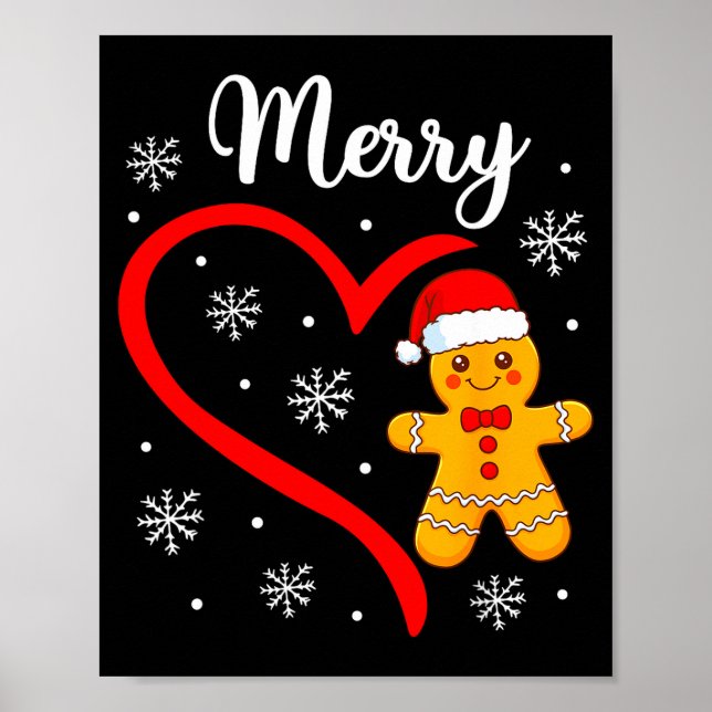Póster Merry Christmas Gingerbread Family Couples Xmas Pa (Frente)