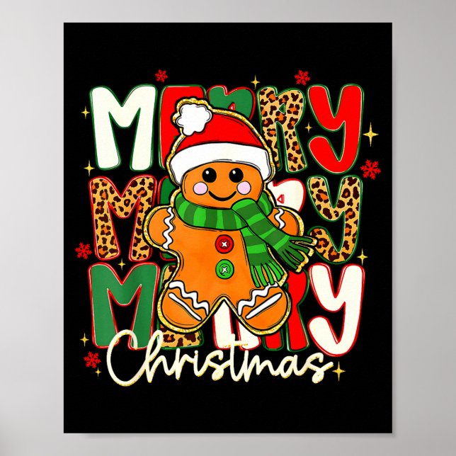 Póster Merry Christmas Gingerbread Xmas Coquette Tis The  (Frente)