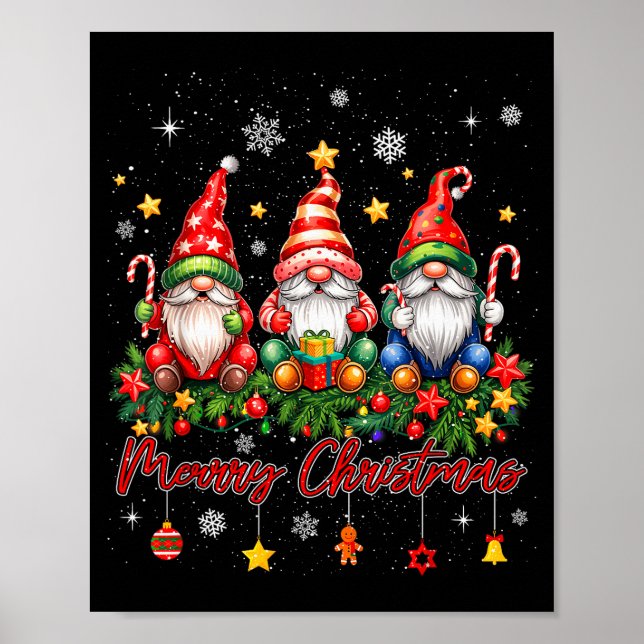 Póster Merry Christmas Gnomes Family Candy Cane Holiday X (Frente)