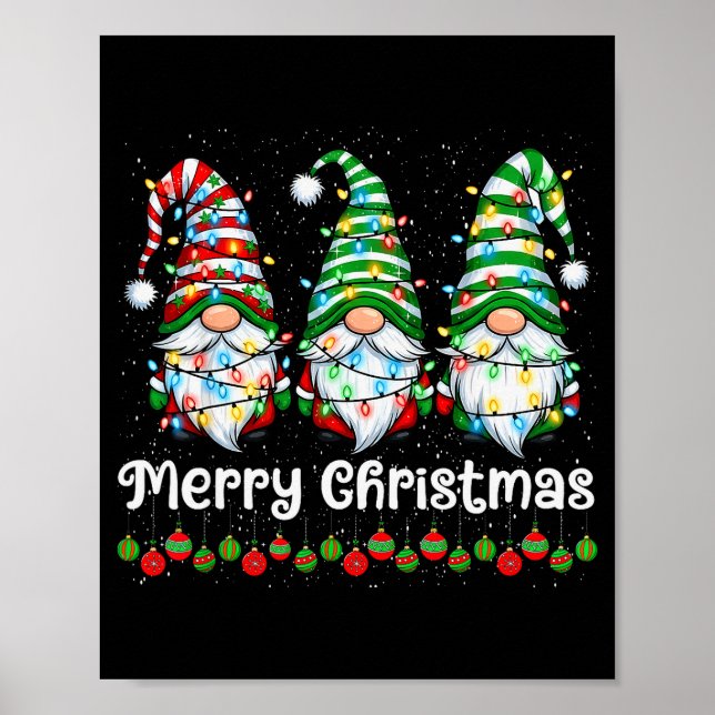 Póster Merry Christmas Gnomes Light Family Gnome Xmas Mat (Frente)