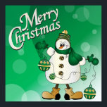 Póster Merry Christmas Green Snowman<br><div class="desc">Christmas Art Posters. ⭐This Product is 100% Customizable. Graphics and / or text can be added, deleted, moved, resized, changed around, rotated, etc... 99% of my designs in my store are done in layers. This makes it easy for you to resize and move the graphics and text around so that...</div>