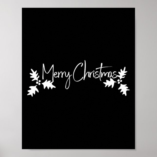 Póster Merry Christmas Handwriting Script With Holly  (Frente)