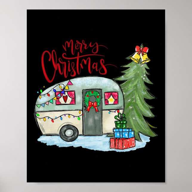 Póster Merry Christmas Happy Camper Fun Camping Life Fami (Frente)