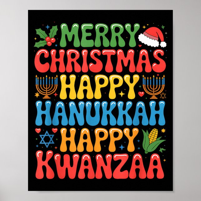 Póster Merry Christmas Happy Hanukkah Kwanzaa Quote  (Frente)