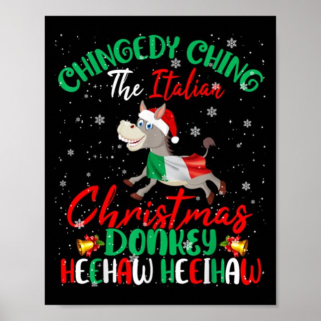 Póster Merry Christmas Italian Funny Italian Santa Heehaw (Frente)