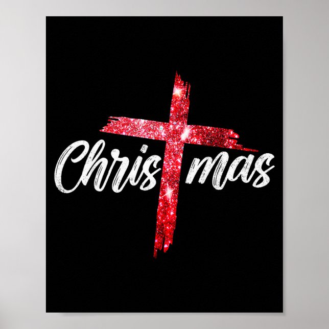 Póster Merry Christmas Jesus Christian Cross Xmas Pajamas (Frente)