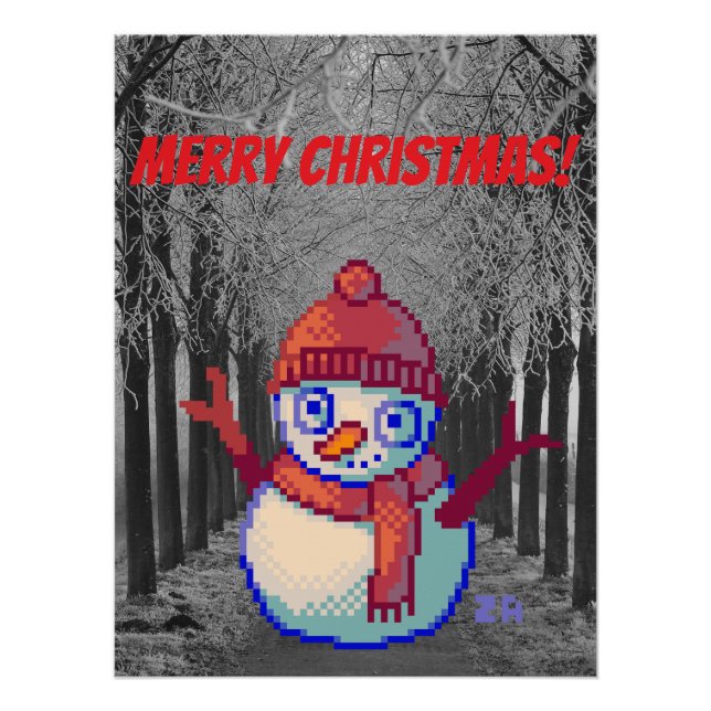 Póster Merry Christmas, kerst, pixelart, Pixel Art (Anverso)