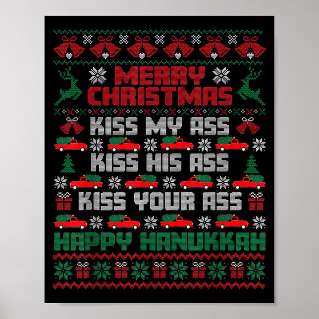 Póster Merry Christmas Kiss My Hiss Your Happy Hanukkah  (Frente)