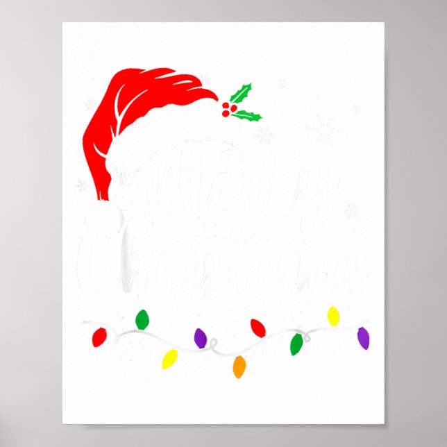Póster Merry Christmas Lights Red Santa Hat Xmas Family M (Frente)