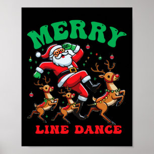 Póster Merry Christmas Line Dance Line Dancing Santa y