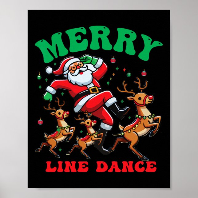 Póster Merry Christmas Line Dance Line Dancing Santa y (Frente)