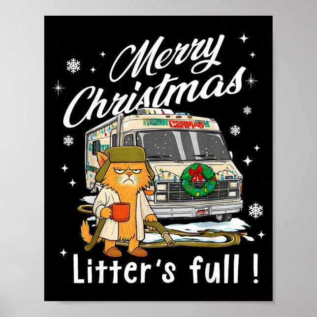 Póster Merry Christmas Litter’s Full Funny Cat Lover Sarc (Frente)