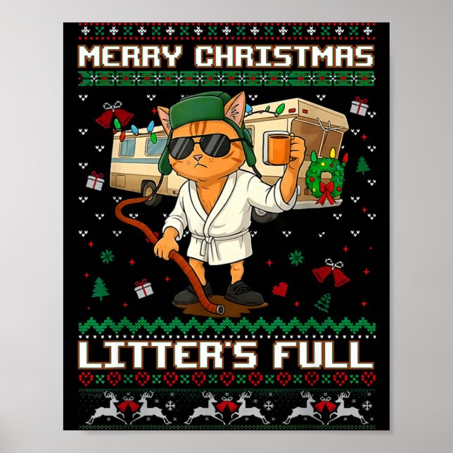 Póster Merry Christmas Litter's Full Funny Cat Ugly Xmas  (Frente)